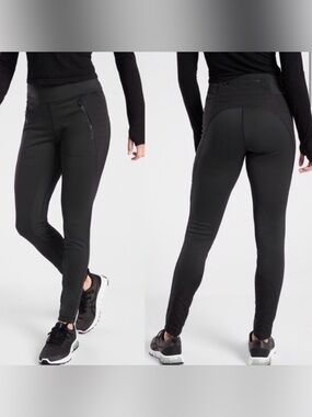 Athleta Black Peak Hybrid Fleece Tights Leggings Size M